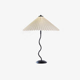 Modern Black Metal Table Lamp – Wavy Pleated Shade