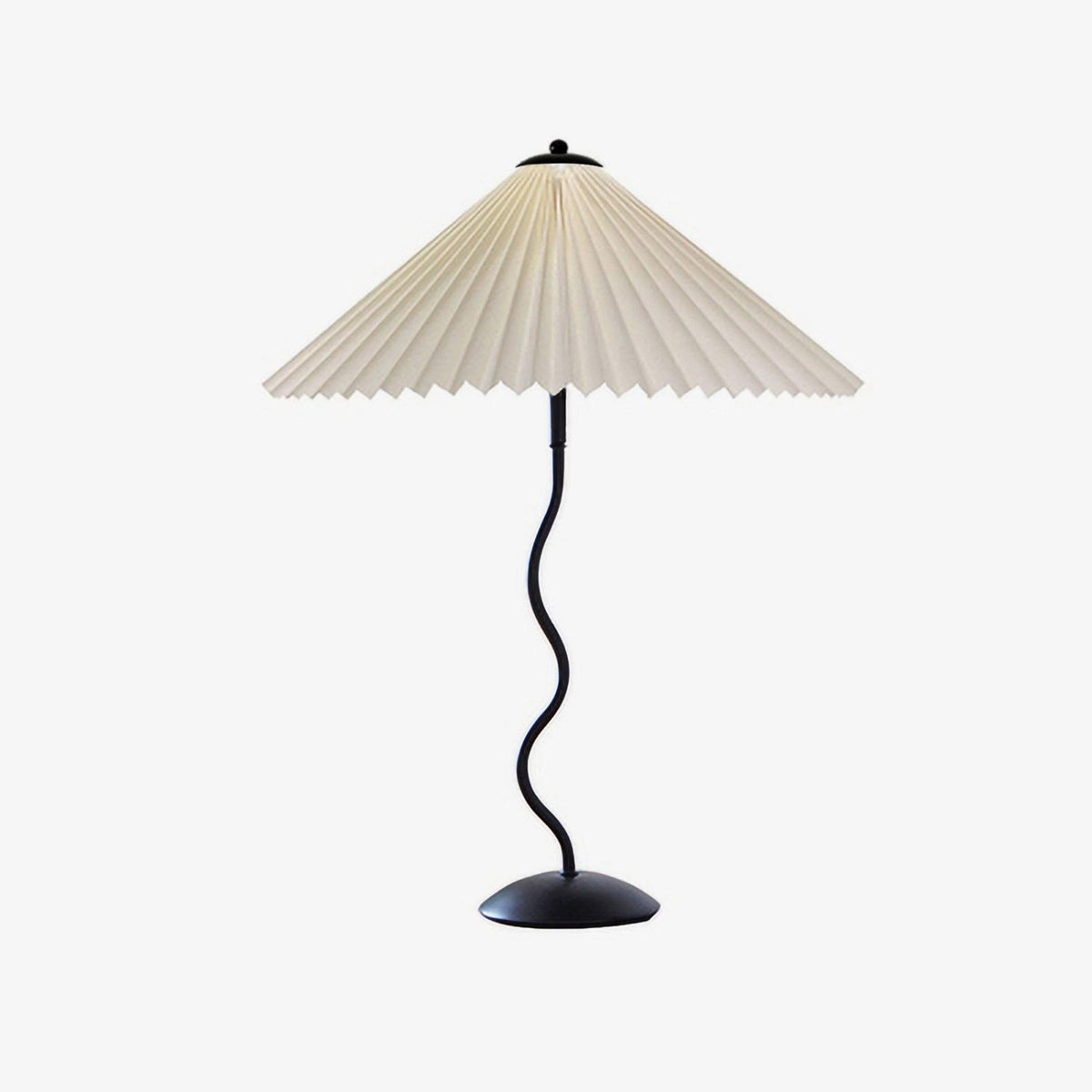 Modern Black Metal Table Lamp – Wavy Pleated Shade