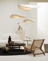 Modern Black Silk Pendant Light – Oval Cloud LED