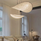 Modern Black Silk Pendant Light – Oval Cloud LED