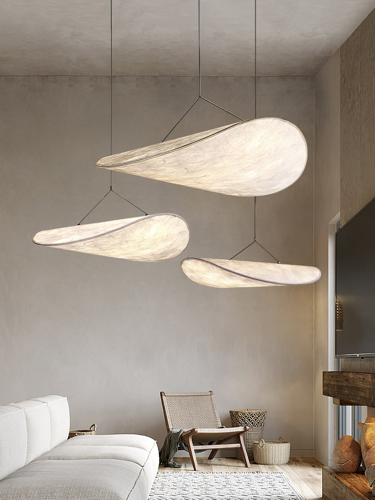Modern Black Silk Pendant Light – Oval Cloud LED