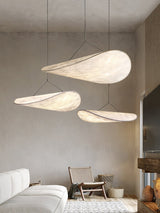 Modern Black Silk Pendant Light – Oval Cloud LED