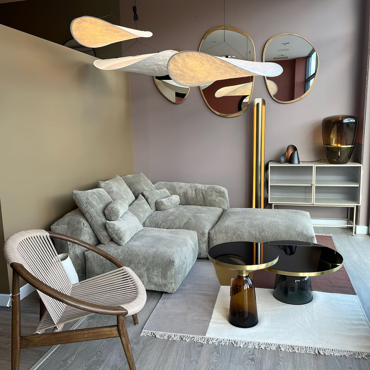 Modern Black Silk Pendant Light – Oval Cloud LED