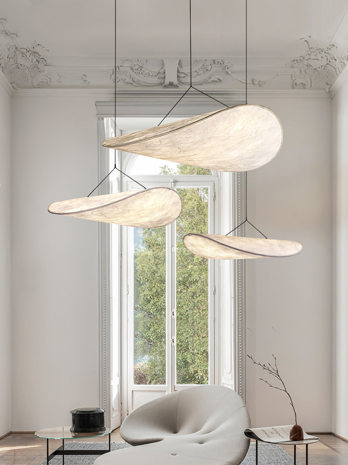 Modern Black Silk Pendant Light – Oval Cloud LED