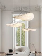 Modern Black Silk Pendant Light – Oval Cloud LED