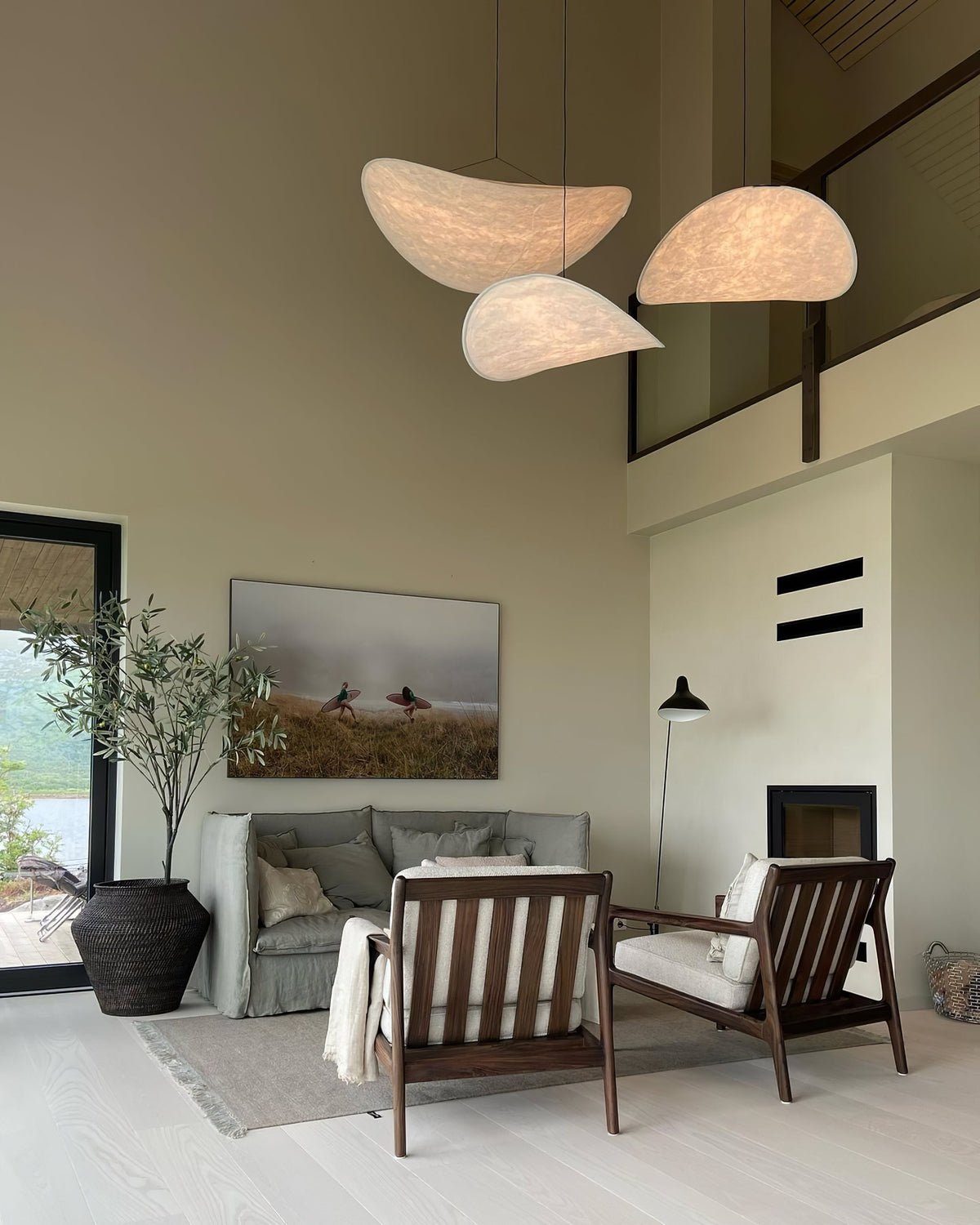 Modern Black Silk Pendant Light – Oval Cloud LED