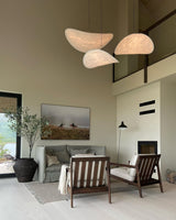 Modern Black Silk Pendant Light – Oval Cloud LED