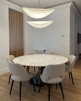 Modern Black Silk Pendant Light – Oval Cloud LED