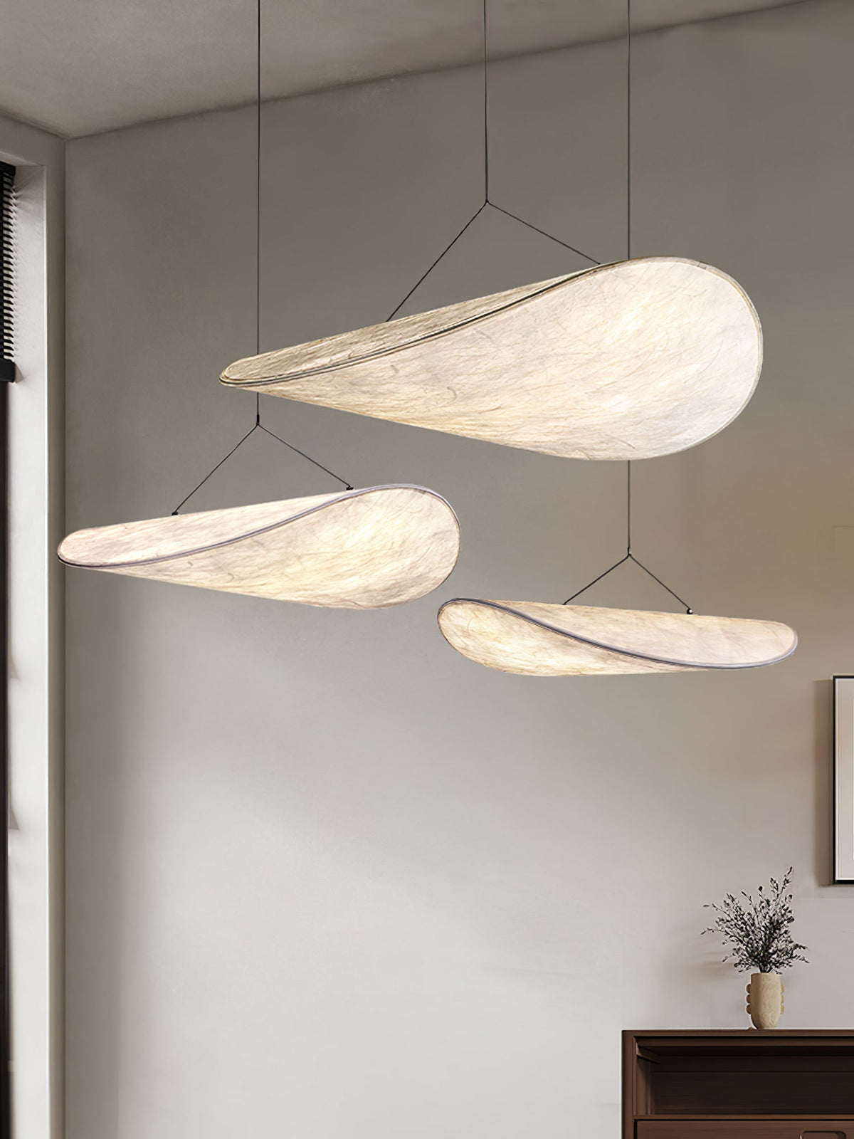 Modern Black Silk Pendant Light – Oval Cloud LED