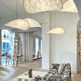 Modern Black Silk Pendant Light – Oval Cloud LED