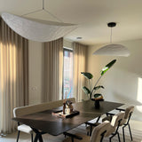 Modern Black Silk Pendant Light – Oval Cloud LED