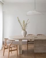 Modern Black Silk Pendant Light – Oval Cloud LED