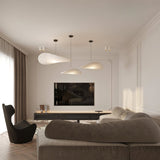 Modern Black Silk Pendant Light – Oval Cloud LED