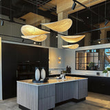 Modern Black Silk Pendant Light – Oval Cloud LED