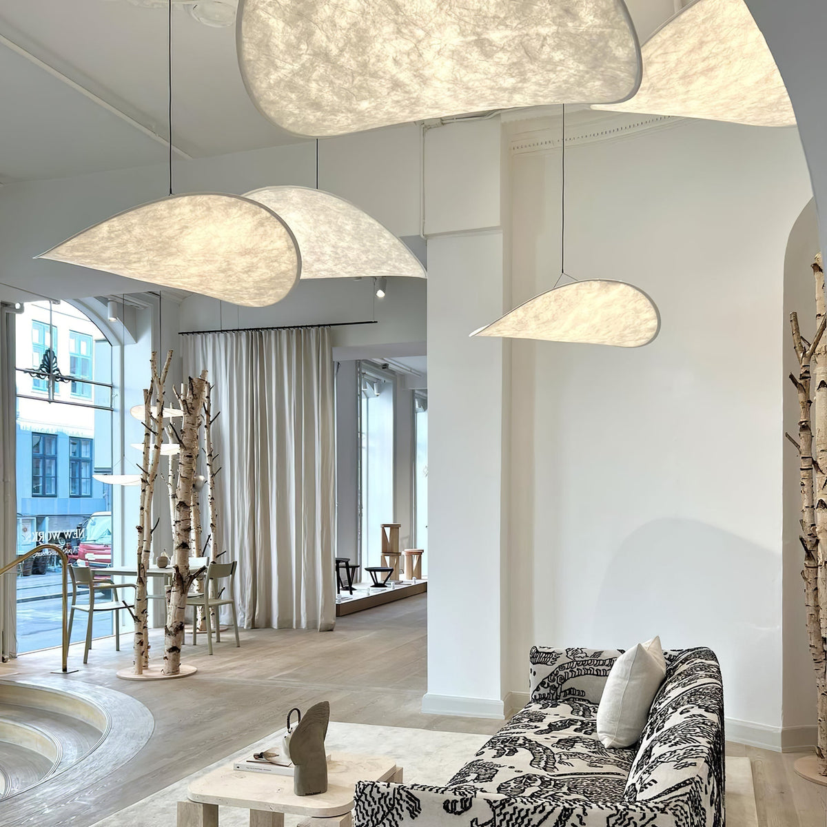 Modern Black Silk Pendant Light – Oval Cloud LED