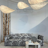 Modern Black Silk Pendant Light – Oval Cloud LED