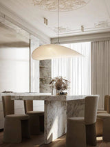 Modern Black Silk Pendant Light – Oval Cloud LED