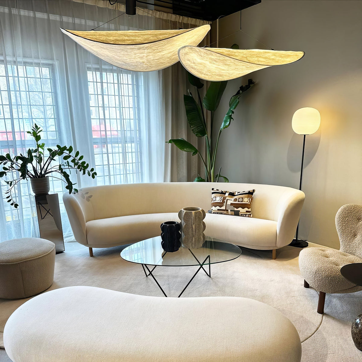 Modern Black Silk Pendant Light – Oval Cloud LED