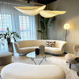 Modern Black Silk Pendant Light – Oval Cloud LED