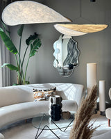 Modern Black Silk Pendant Light – Oval Cloud LED
