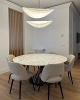 Modern Black Silk Pendant Light – Oval Cloud LED