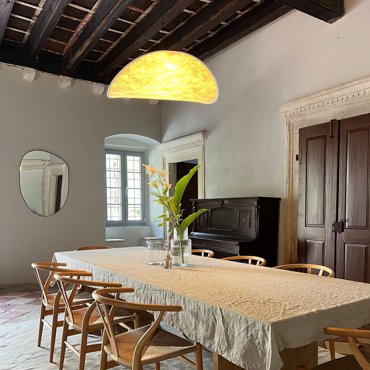 Modern Black Silk Pendant Light – Oval Cloud LED
