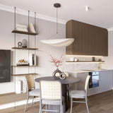 Modern Black Silk Pendant Light – Oval Cloud LED