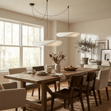 Modern Black Silk Pendant Light – Oval Cloud LED