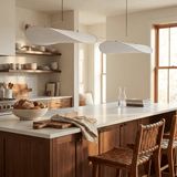 Modern Black Silk Pendant Light – Oval Cloud LED