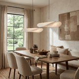 Modern Black Silk Pendant Light – Oval Cloud LED