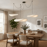 Modern Black Silk Pendant Light – Oval Cloud LED