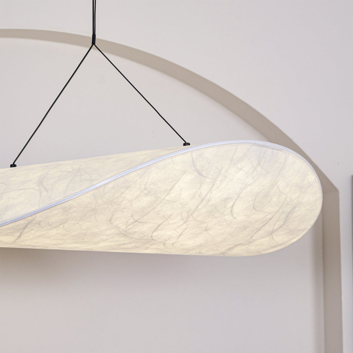 Modern Black Silk Pendant Light – Oval Cloud LED