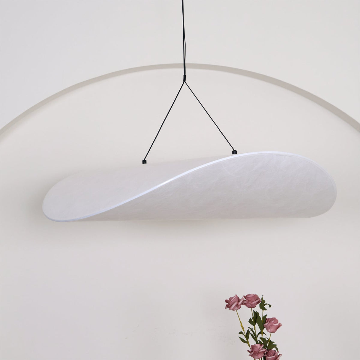 Modern Black Silk Pendant Light – Oval Cloud LED