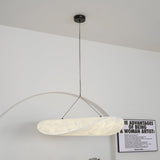 Modern Black Silk Pendant Light – Oval Cloud LED