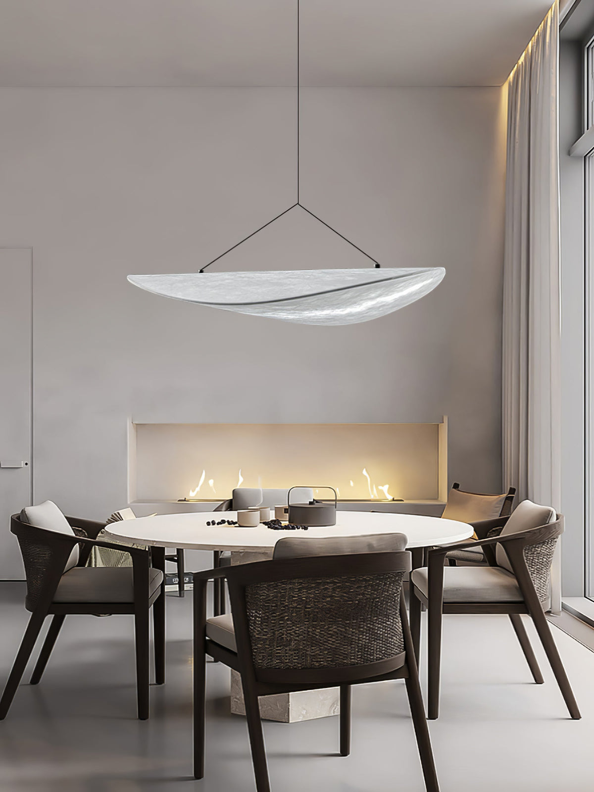 Modern Black Silk Pendant Light – Oval Cloud LED