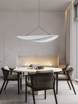 Modern Black Silk Pendant Light – Oval Cloud LED