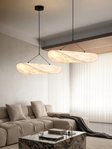 Modern Black Silk Pendant Light – Oval Cloud LED