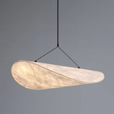 Modern Black Silk Pendant Light – Oval Cloud LED
