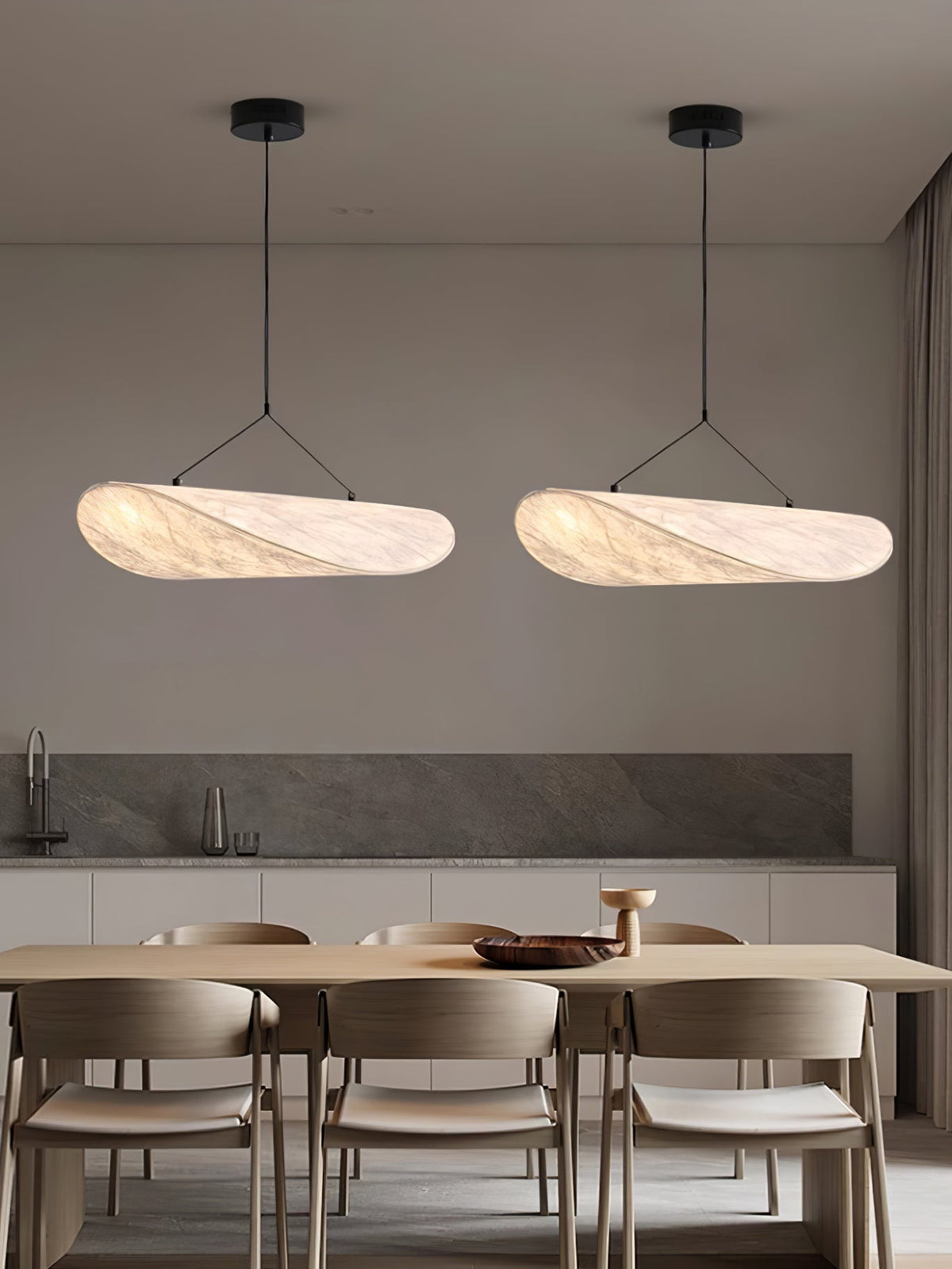 Modern Black Silk Pendant Light – Oval Cloud LED