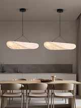 Modern Black Silk Pendant Light – Oval Cloud LED