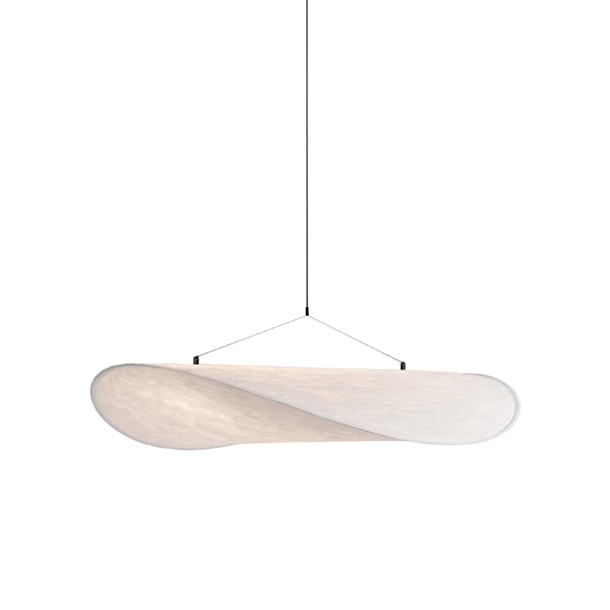 Modern Black Silk Pendant Light – Oval Cloud LED