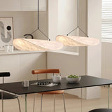 Modern Black Silk Pendant Light – Oval Cloud LED