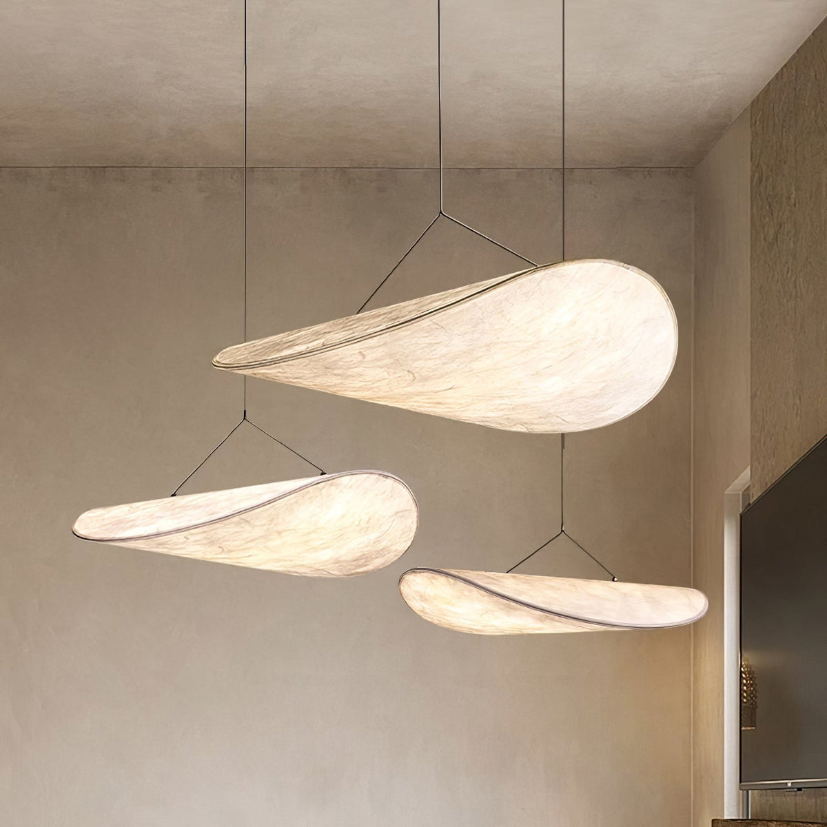 Modern Black Silk Pendant Light – Oval Cloud LED