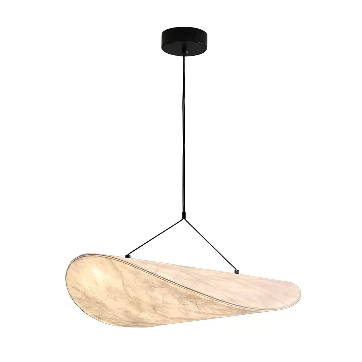 Modern Black Silk Pendant Light – Oval Cloud LED