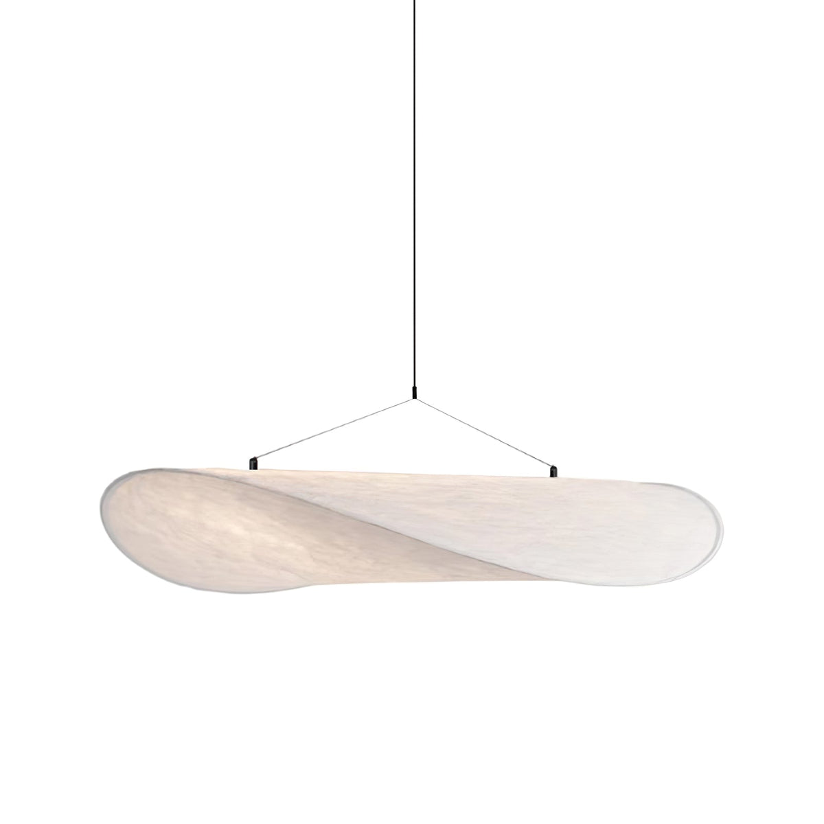 Modern Black Silk Pendant Light – Oval Cloud LED