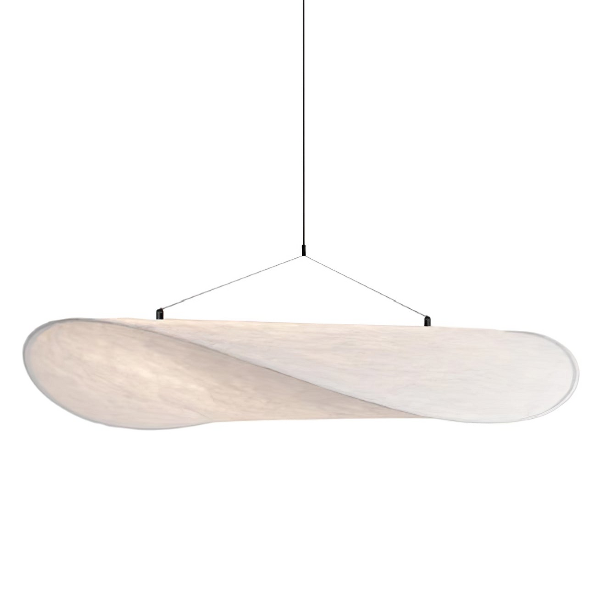 Modern Black Silk Pendant Light – Oval Cloud LED