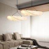 Modern Black Silk Pendant Light – Oval Cloud LED