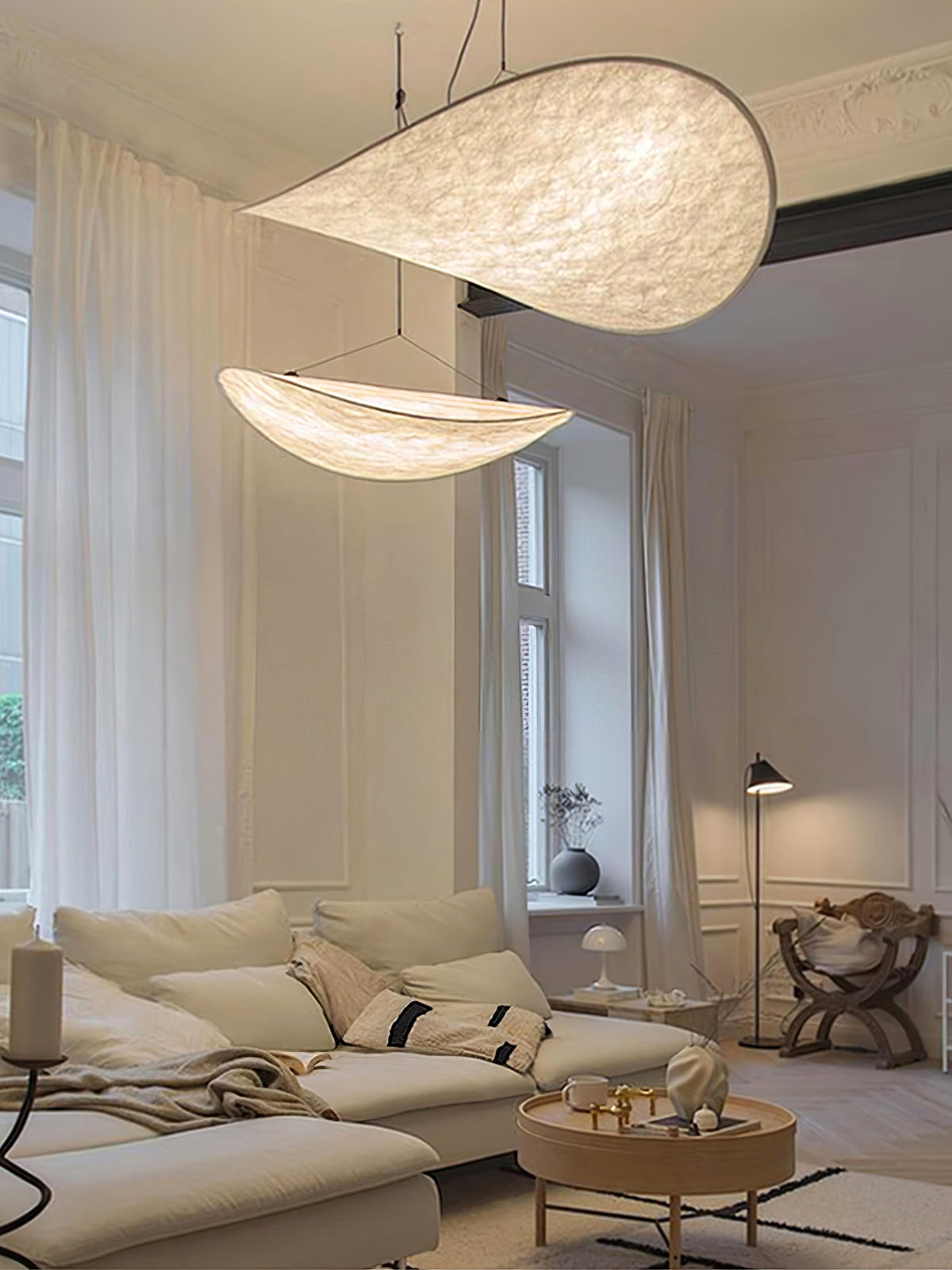 Modern Black Silk Pendant Light – Oval Cloud LED