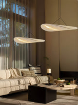 Modern Black Silk Pendant Light – Oval Cloud LED