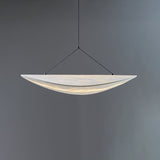 Modern Black Silk Pendant Light – Oval Cloud LED